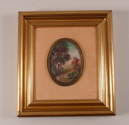 Miniatur malerei oval gerahmt - oval,